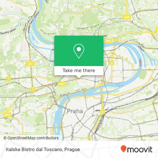 Карта Italske Bistro dal Toscano, Milady Horákové 611 / 73 170 00 Praha