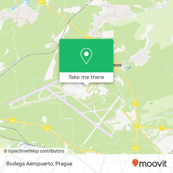 Карта Bodega Aeropuerto, Aviatická 1017 / 2 161 00 Praha