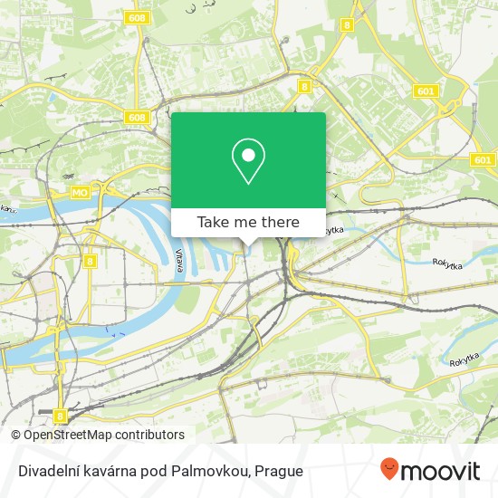 Карта Divadelní kavárna pod Palmovkou, U Rokytky 180 00 Praha