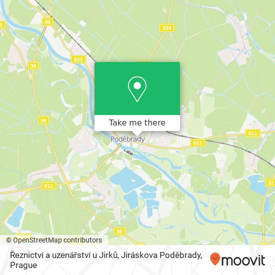 Řeznictví a uzenářství u Jirků, Jiráskova Poděbrady map