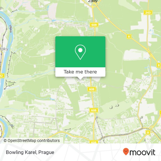 Карта Bowling Karel, Hrušovanské náměstí 244 / 3 184 00 Praha