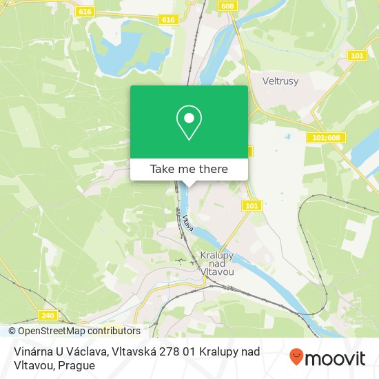 Карта Vinárna U Václava, Vltavská 278 01 Kralupy nad Vltavou