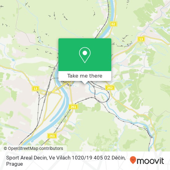 Карта Sport Areal Decin, Ve Vilách 1020 / 19 405 02 Děčín