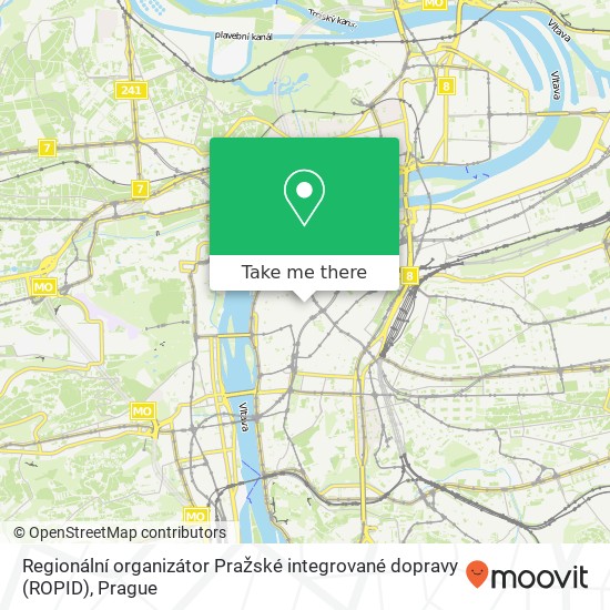 Карта Regionální organizátor Pražské integrované dopravy (ROPID)