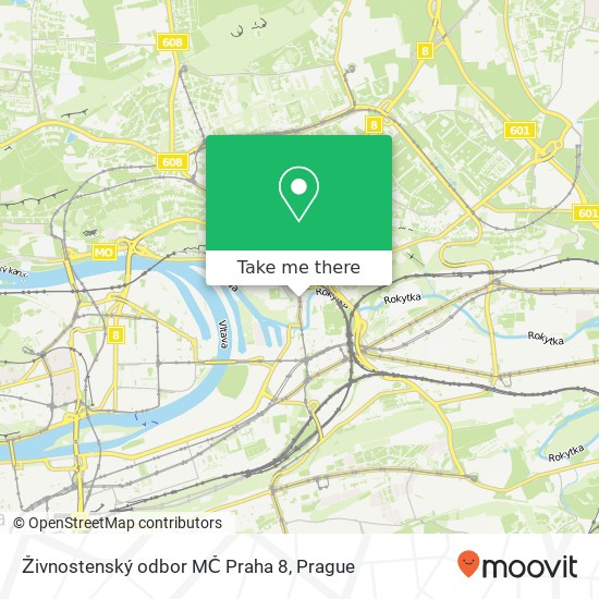Карта Živnostenský odbor MČ Praha 8