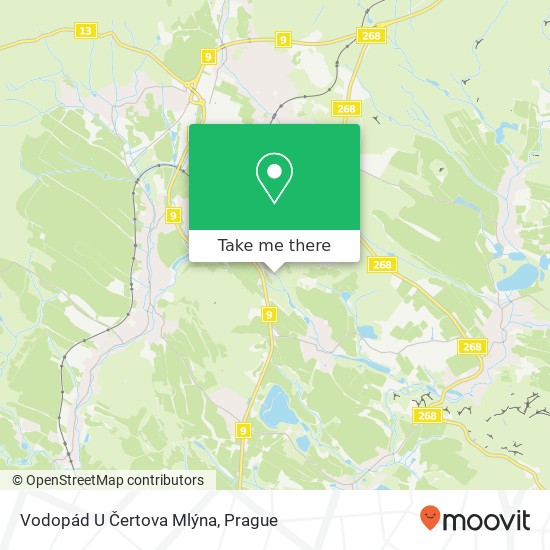 Vodopád U Čertova Mlýna map