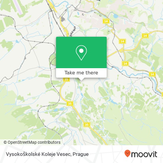 Vysokoškolské Koleje Vesec map