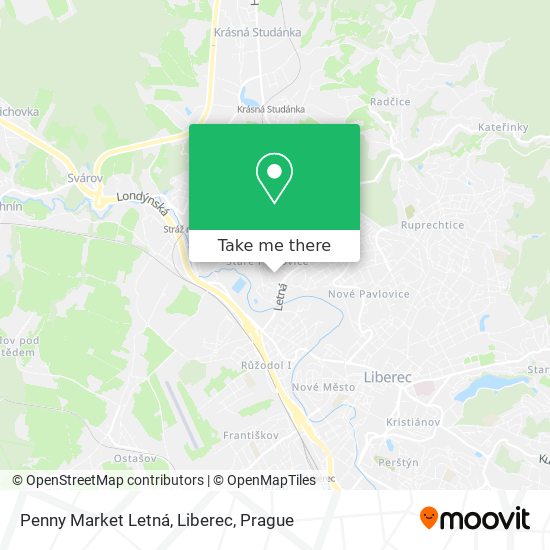 Penny Market Letná, Liberec map