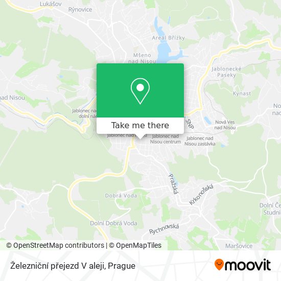 Železniční přejezd V aleji map