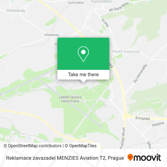 Карта Reklamace zavazadel MENZIES Aviation T2