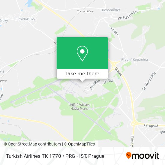 Карта Turkish Airlines TK 1770 • PRG - IST