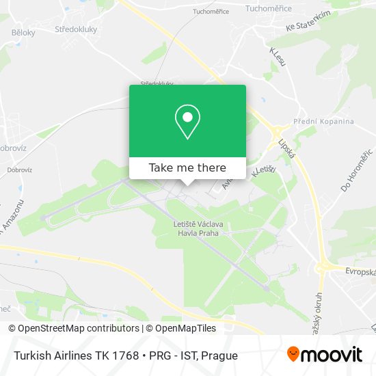 Карта Turkish Airlines TK 1768 • PRG - IST