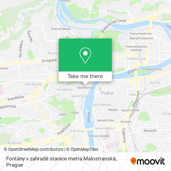 Fontány v zahradě stanice metra Malostranská map