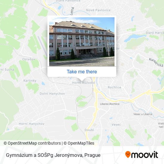 Gymnázium a SOŠPg Jeronýmova map