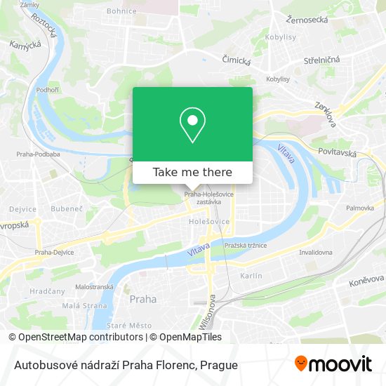 Карта Autobusové nádraží Praha Florenc