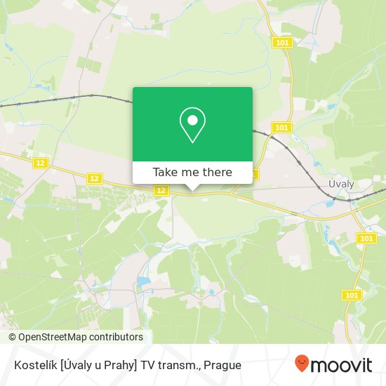 Kostelík [Úvaly u Prahy] TV transm. map