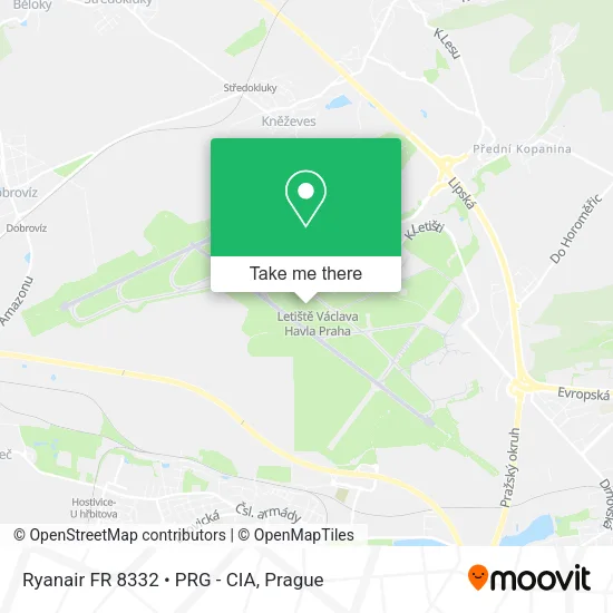 Карта Ryanair FR 8332 • PRG - CIA