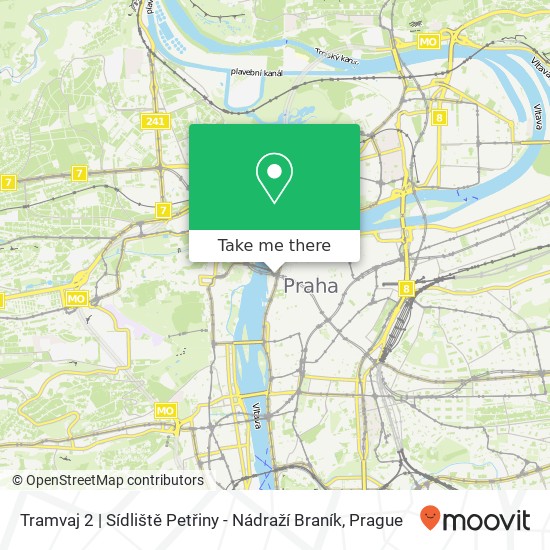 Tramvaj 2 | Sídliště Petřiny - Nádraží Braník map