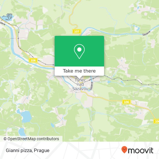 Gianni pizza, Pěší 191 257 41 Týnec nad Sázavou map