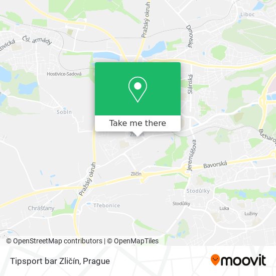 Tipsport bar Zličín map