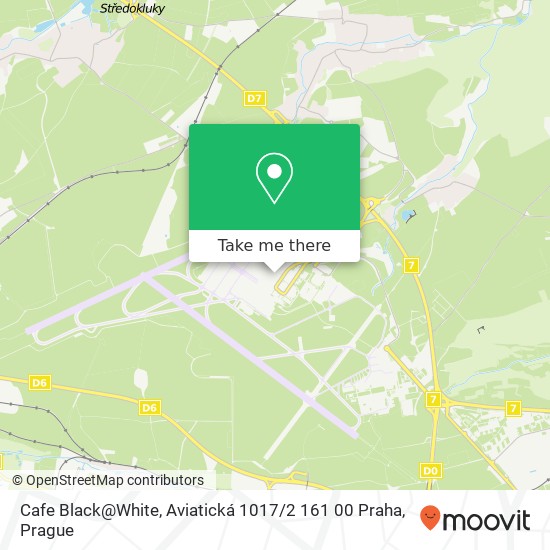 Карта Cafe Black@White, Aviatická 1017 / 2 161 00 Praha
