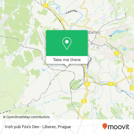 Карта Irish pub Fox's Den - Liberec, Ještědská 254 / 24 460 07 Liberec