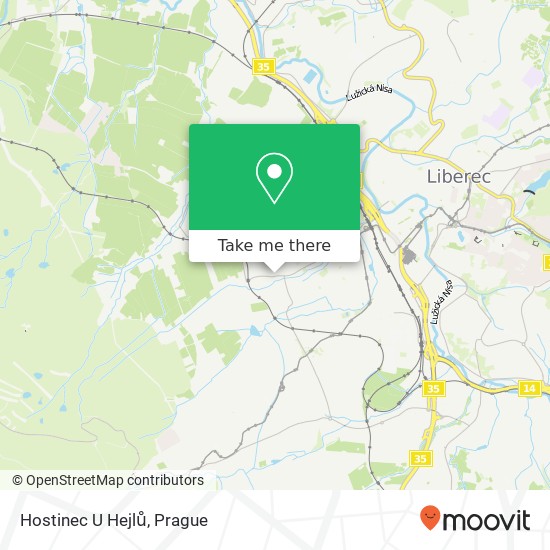 Карта Hostinec U Hejlů, Švermova 460 10 Liberec