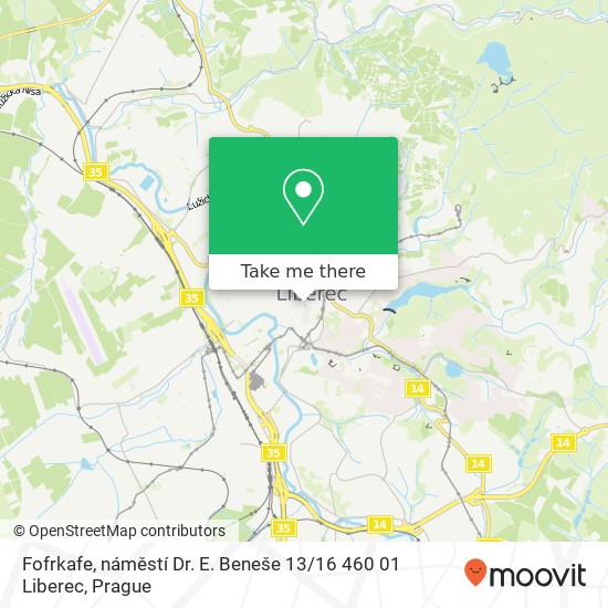 Карта Fofrkafe, náměstí Dr. E. Beneše 13 / 16 460 01 Liberec