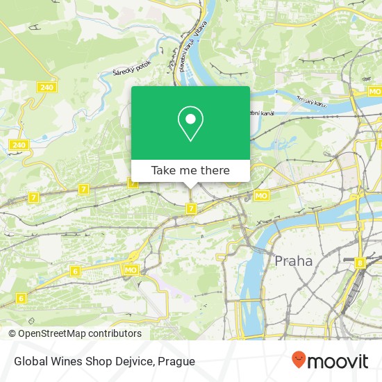 Global Wines Shop Dejvice map