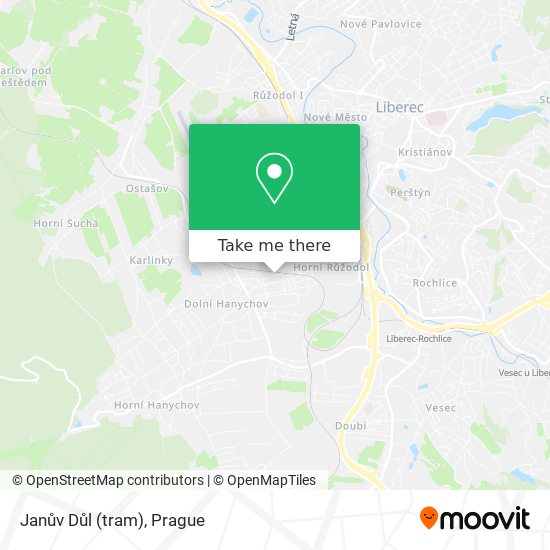 Janův Důl (tram) map