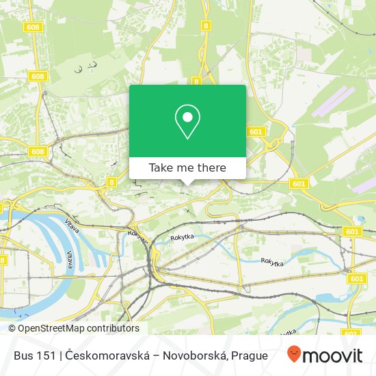 Bus 151 | Českomoravská – Novoborská map