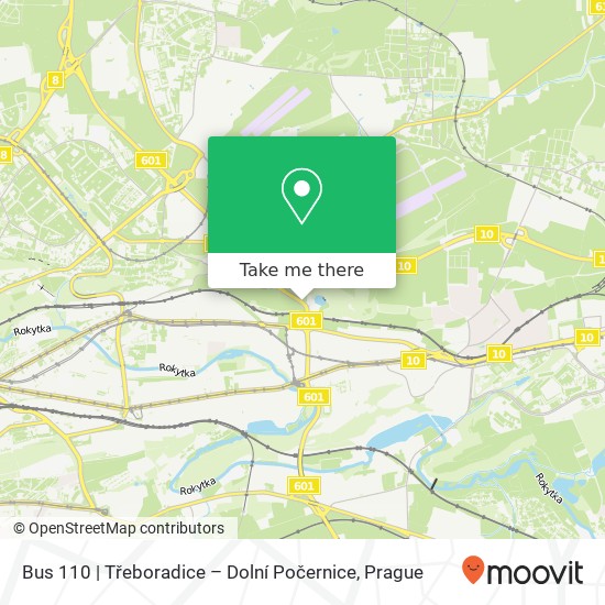 Bus 110 | Třeboradice – Dolní Počernice map