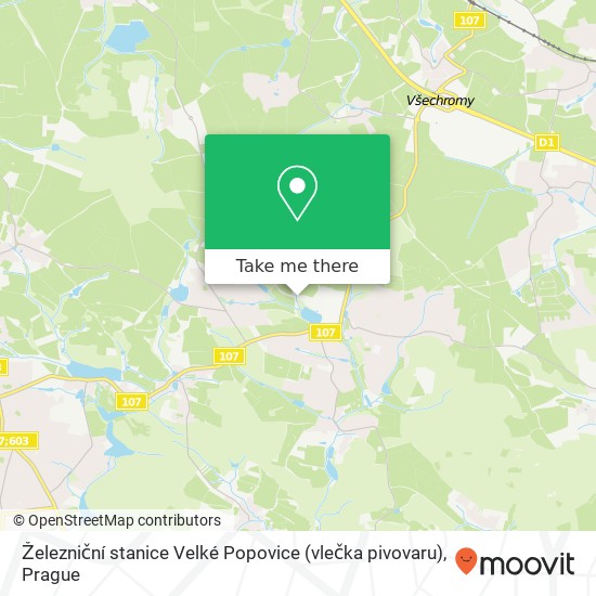 Карта Železniční stanice Velké Popovice (vlečka pivovaru)