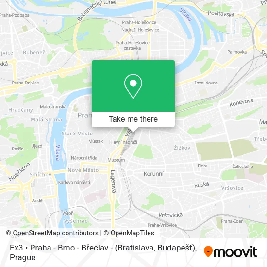 Ex3 • Praha - Brno - Břeclav - (Bratislava, Budapešť) map