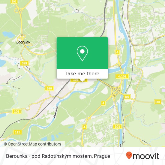 Berounka - pod Radotínským mostem map