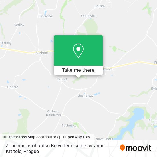 Zřícenina letohrádku Belveder a kaple sv. Jana Křtitele map