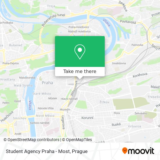 Карта Student Agency Praha - Most