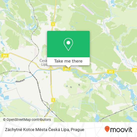 Карта Záchytné Kotce Města Česká Lípa