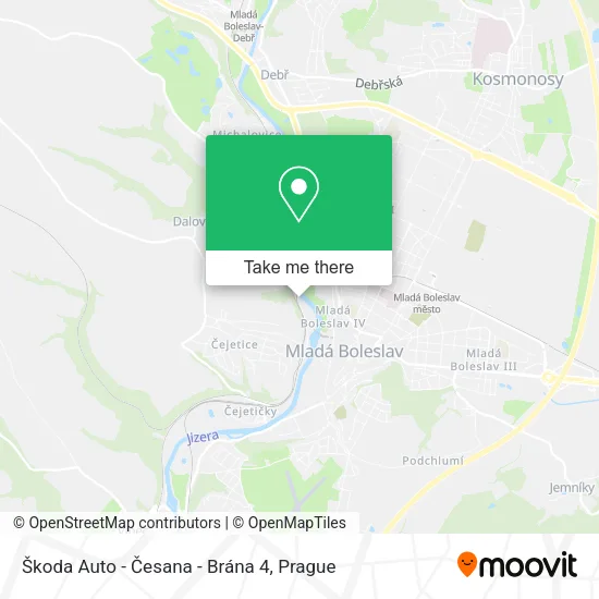 Карта Škoda Auto - Česana - Brána 4