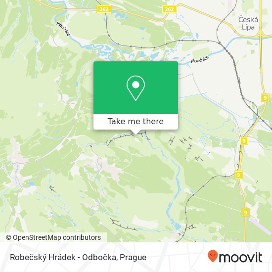 Robečský Hrádek - Odbočka map