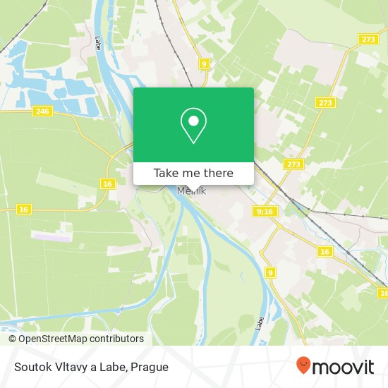 Soutok Vltavy a Labe map