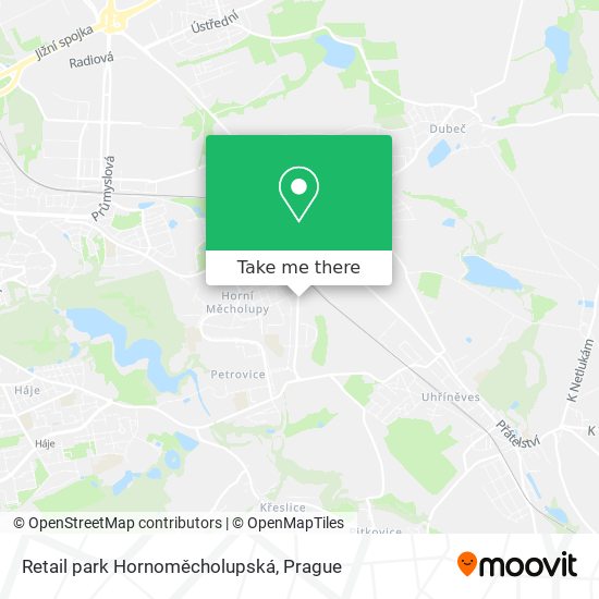 Retail park Hornoměcholupská map