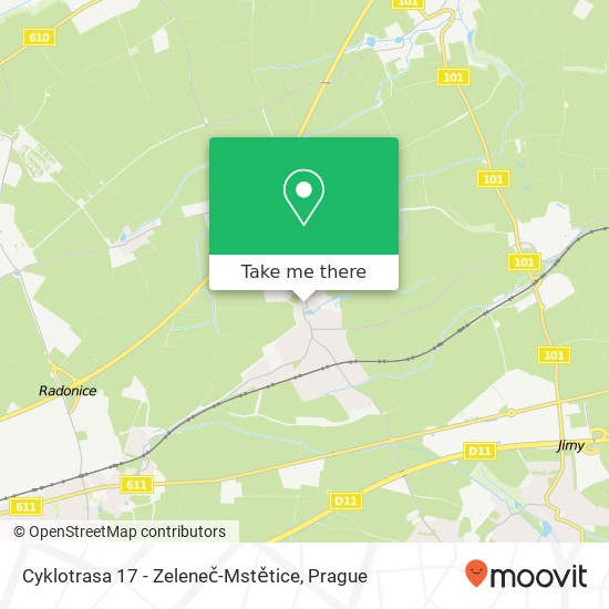 Cyklotrasa 17 - Zeleneč-Mstětice map