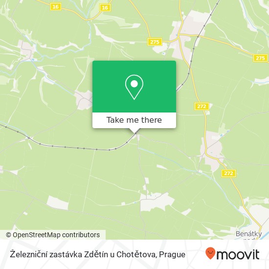 Železniční zastávka Zdětín u Chotětova map