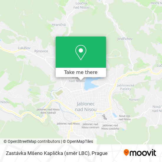 Карта Zastávka Mšeno Kaplička (směr LBC)