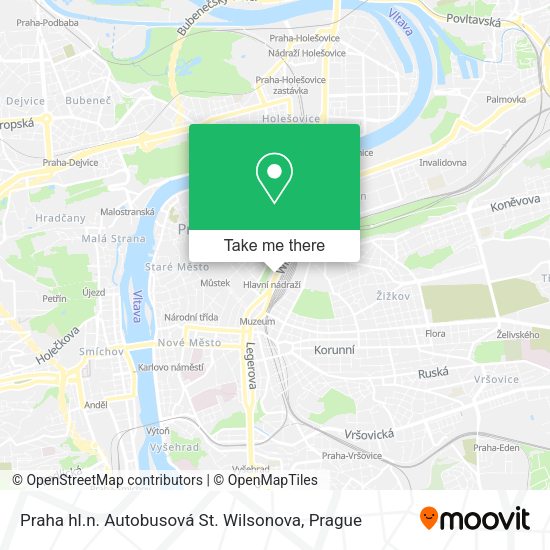 Карта Praha hl.n. Autobusová St. Wilsonova