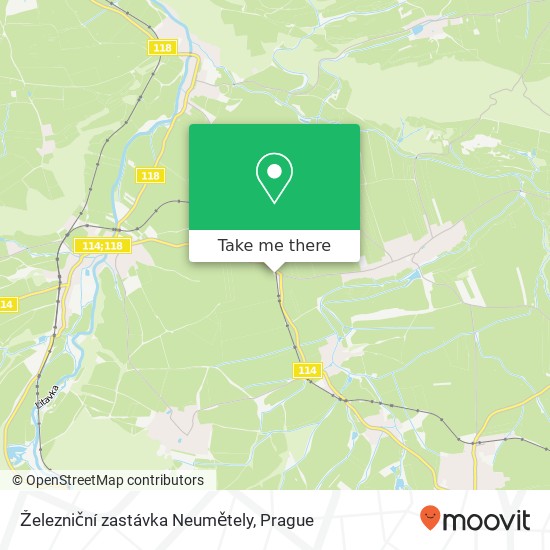 Železniční zastávka Neumětely map