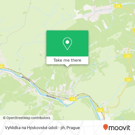 Карта Vyhlídka na Hýskovské údolí - jih