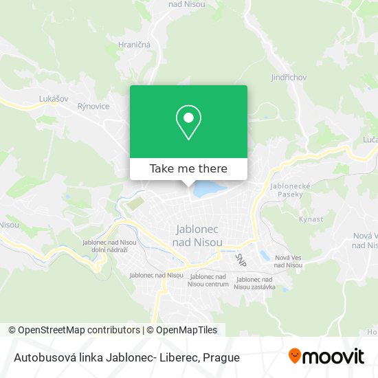 Карта Autobusová linka Jablonec- Liberec