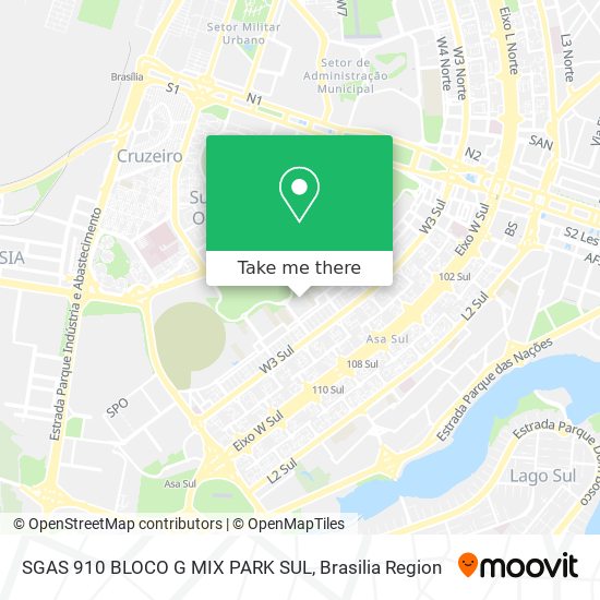 Mapa SGAS 910 BLOCO G MIX PARK SUL